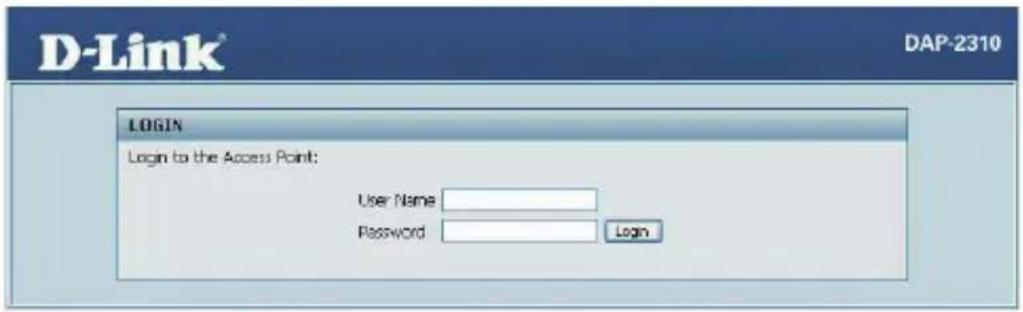D-Link® DAP-2310 LOGIN Login to the Access Point: User Name Password Login