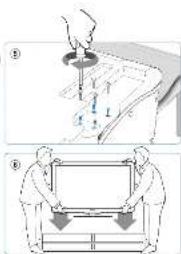 Diagram illustrating two steps of a mechanical or electrical procedure: top shows hand positioning with a circular component, bottom shows hands holding a tray.