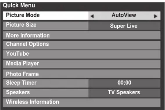 TOSHIBA 40VL748 - Quick Menu - 1