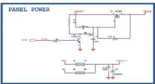 Technical diagram showing three schematic components with labeled dimensions and connection points