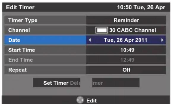 TOSHIBA 40TL933 - Programme Timers – digital only - 1