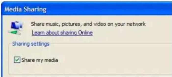 Eminent hdMEDIA EM7280 - Configuration de Windows media player 11 comme un serveur UPnP (Windows XP et Vista) - 2