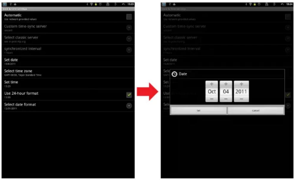 VIEWSONIC ViewPad 10e - Setting Date & Time - 1