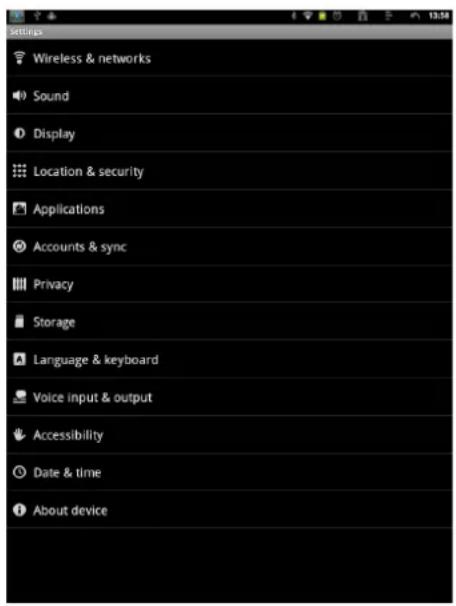 VIEWSONIC ViewPad 10e - Chapter 3: Settings - 1