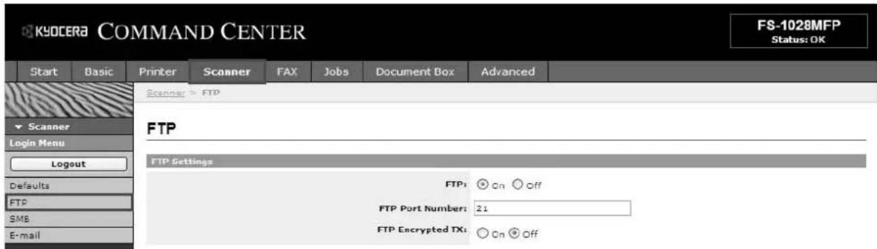 KYOCERA FS-1028MFP/DP/KL3 - Enabling FTP Function - 1