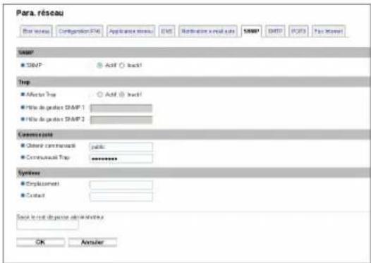 Para. réseau File Name Configuration EMA Application Status EMS Metroner e-mail ads SMSP DMT POSTS Pass Internet SMP ● SMTP ○ Add ○ Back! Trip ● Abser Tree ○ Add ○ Back! ● Pin de gestant SMTP 1 ● Pin de gestant SMTP 2 Commensité ● Observe commensité public ● Commensité Trip ******** Systems ● Compôcané ● Contact Take le cas d'paste administeries OK Annuler