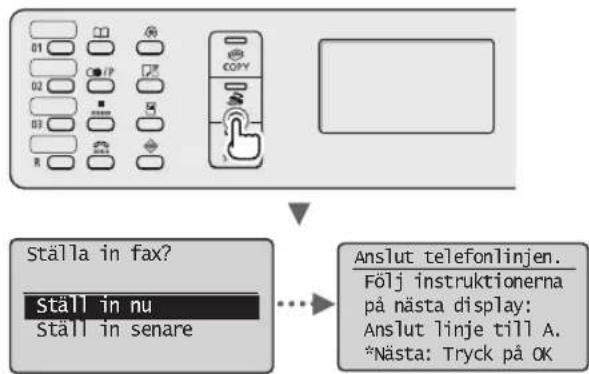 CANON i-Sensys MF4730 - Ange inledande faxinställningar och ansluta en telefonsladd (endast MF4890dw/MF4870dn/MF4780w/MF4750) - 1