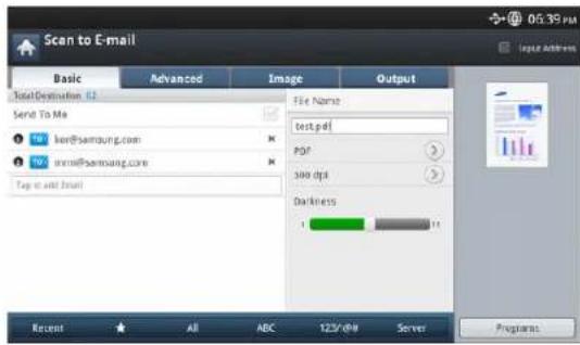 SAMSUNG SCX-8128NA - Understanding the Scan to Email screen - 1