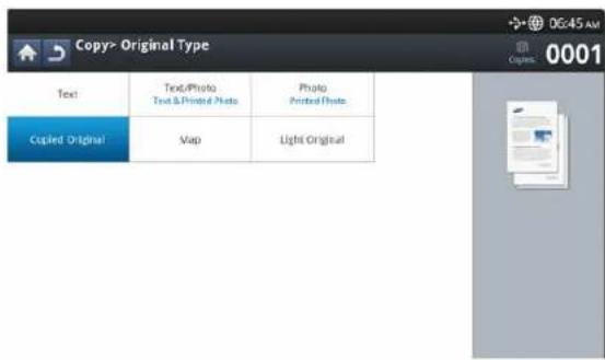 SAMSUNG CLX-9251NA - Selecting the type of originals - 1