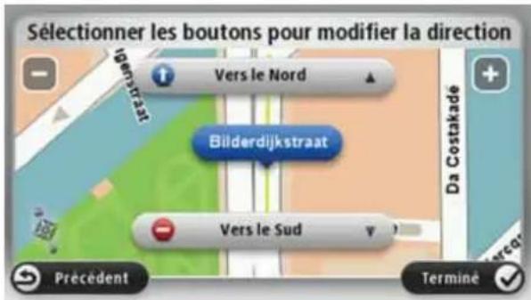 Sélectionner les boutons pour modifier la direction Vers le Nord Bilderdijkstraat Vers le Sud Précèdent Terminé