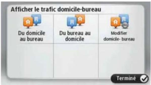 Afficher le trafic domicile-bureau Du domicile au bureau Du bureau au domicile Modifier domicile- bureau Terminé ✓