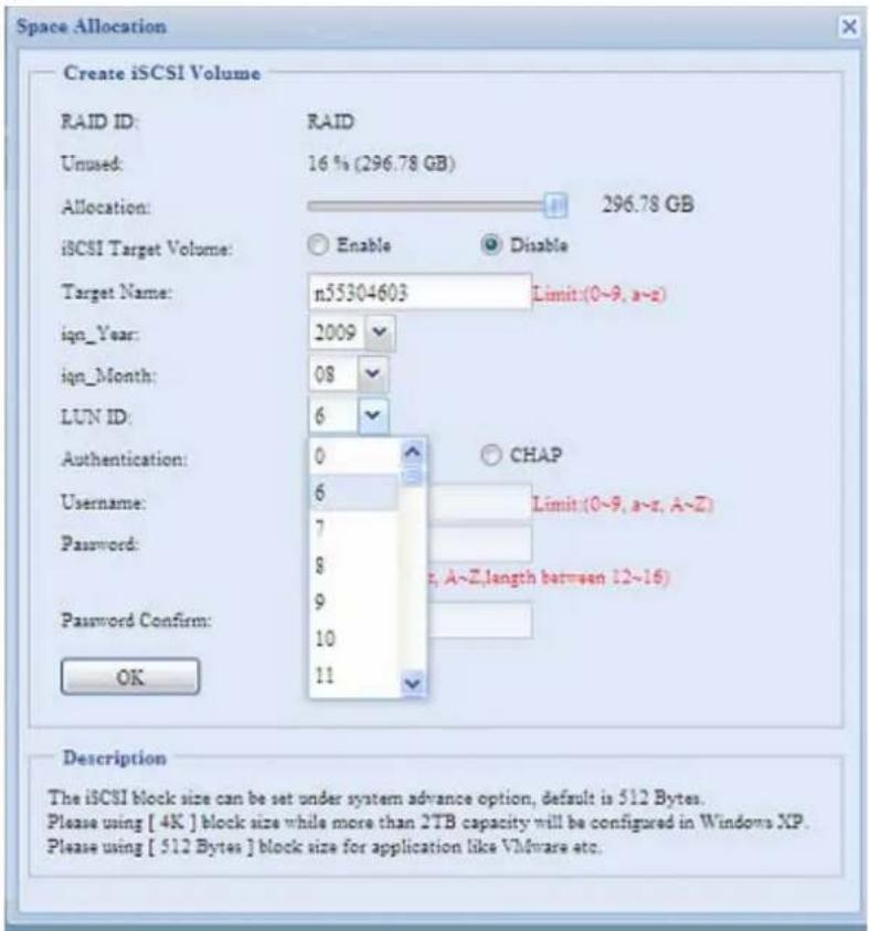 Thecus N5500 - iSCSI LUN ID - 1