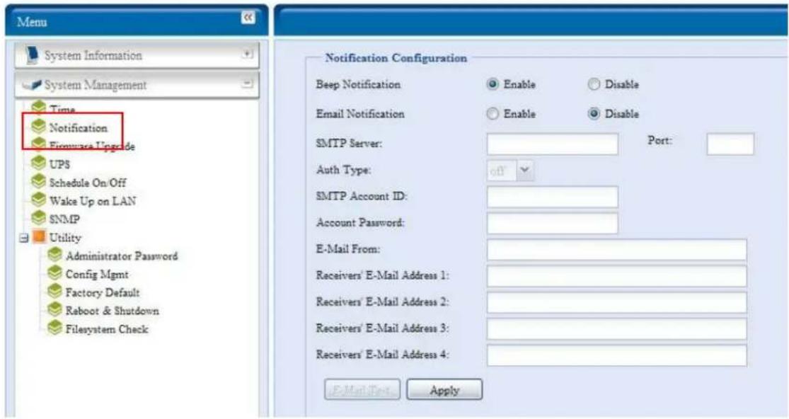 Thecus N5500 - Notification configuration - 1