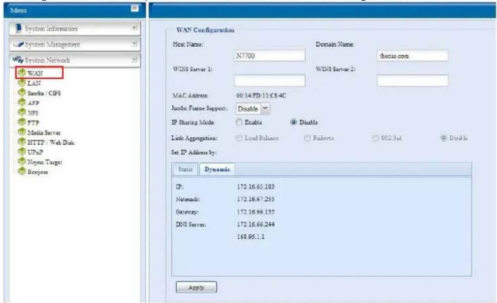 Thecus N5500 - WAN Configuration - 1