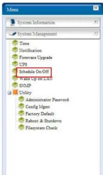 Thecus N5500 - Schedule Power On/Off - 1