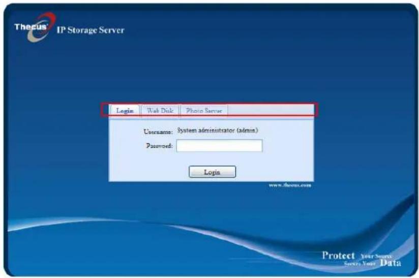 Thecus N5500 - Login Page - 1