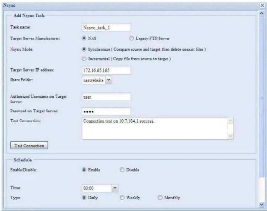 Thecus N5500 - Add Nsync Task - 1
