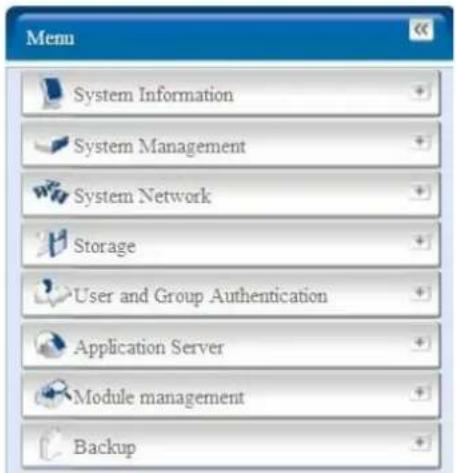 Thecus N5500 - Menu Bar - 1