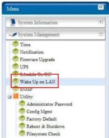 Thecus N5500 - Wake-Up On LAN (WOL) - 1
