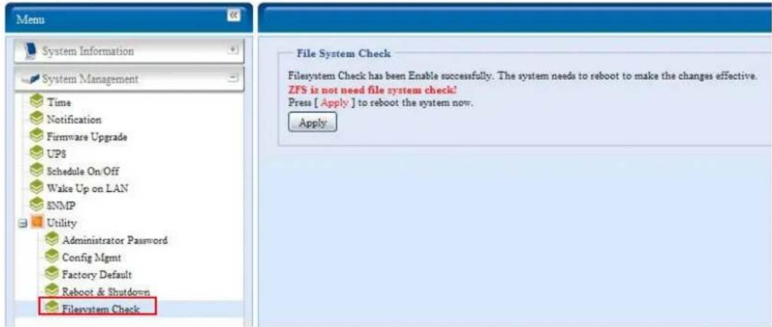 Thecus N7700SAS - File System check - 1