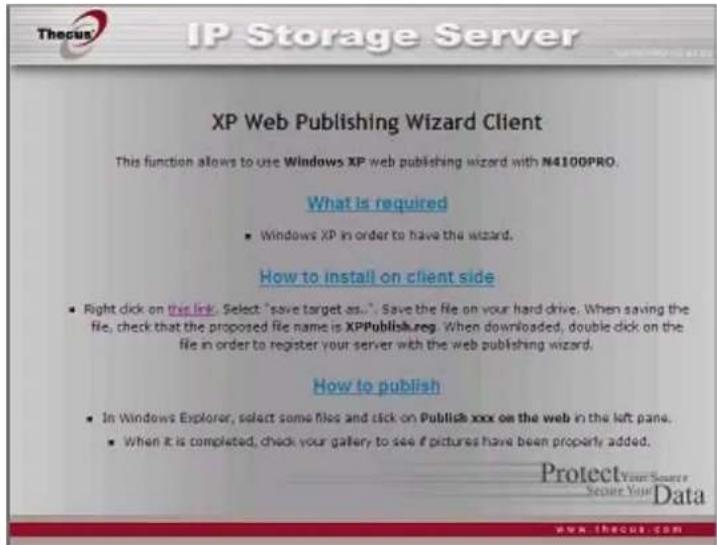 Thecus N7700SAS - Windows XP Publishing Wizard - 2