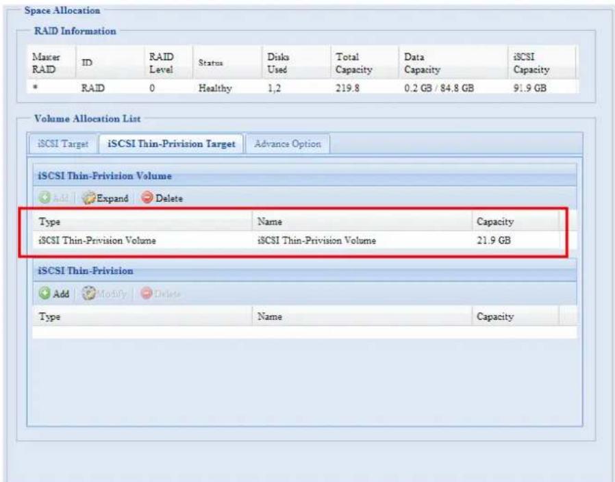 Thecus N7700SAS - iSCSI Thin-Provisioning - 3