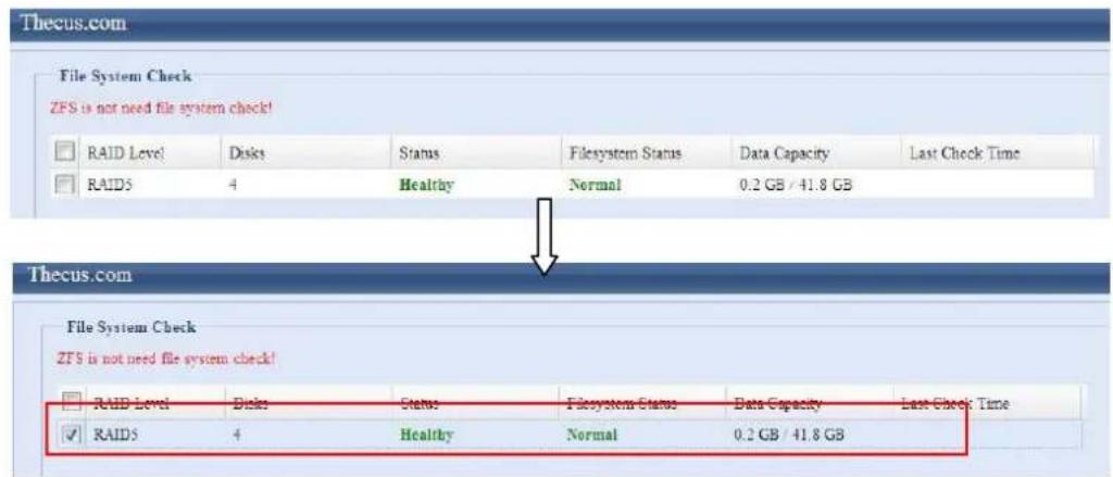 Thecus N7700SAS - File System check - 4