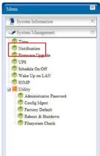 Thecus N7700SAS - Notification configuration - 1