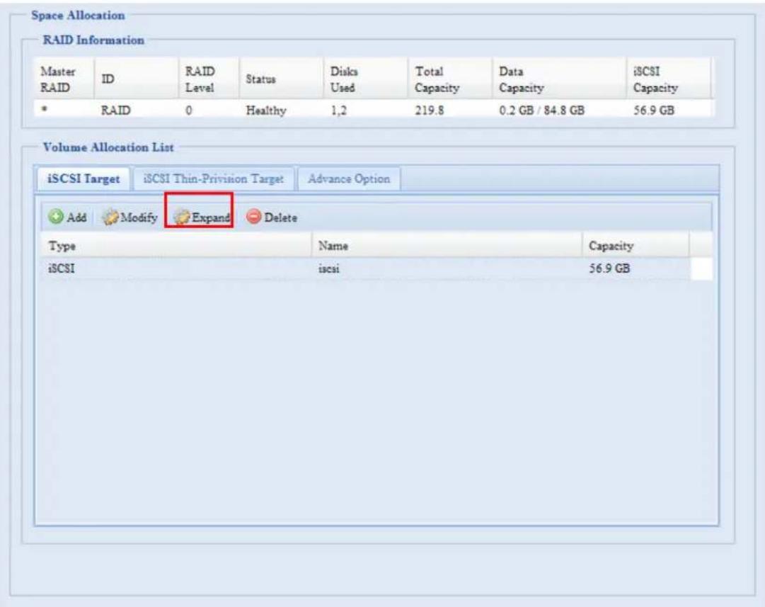 Thecus N7700SAS - RAID Expansion for iSCSI Target Volume - 1