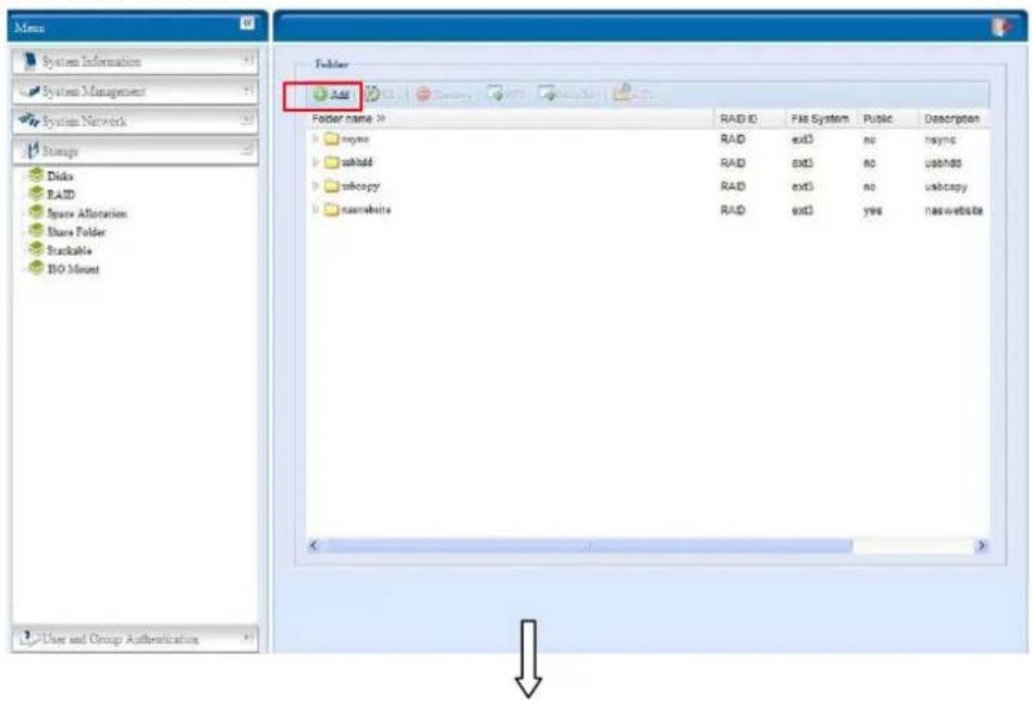 Thecus N7700SAS - Adding Folders - 1