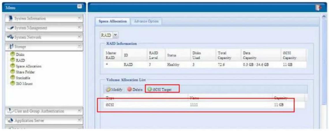 Thecus N7700SAS - Allocating Space for iSCSI Volume - 1
