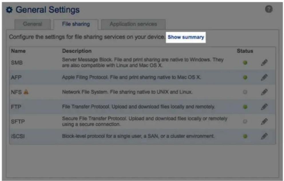 LACIE 2big NAS - Récapitulatif des services - 1