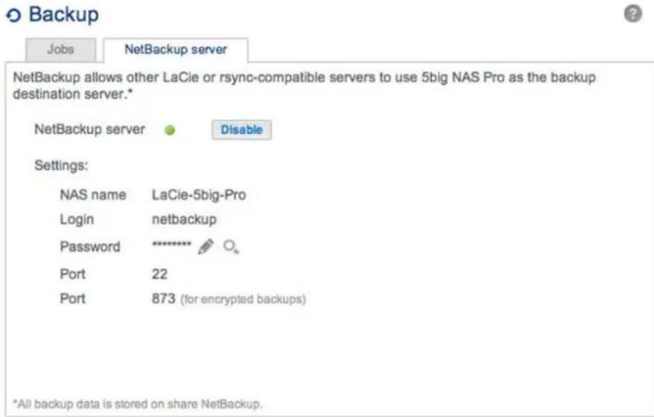 LACIE 2big NAS - ACTIVATION DU PARTAGE NETBACKUP - 5