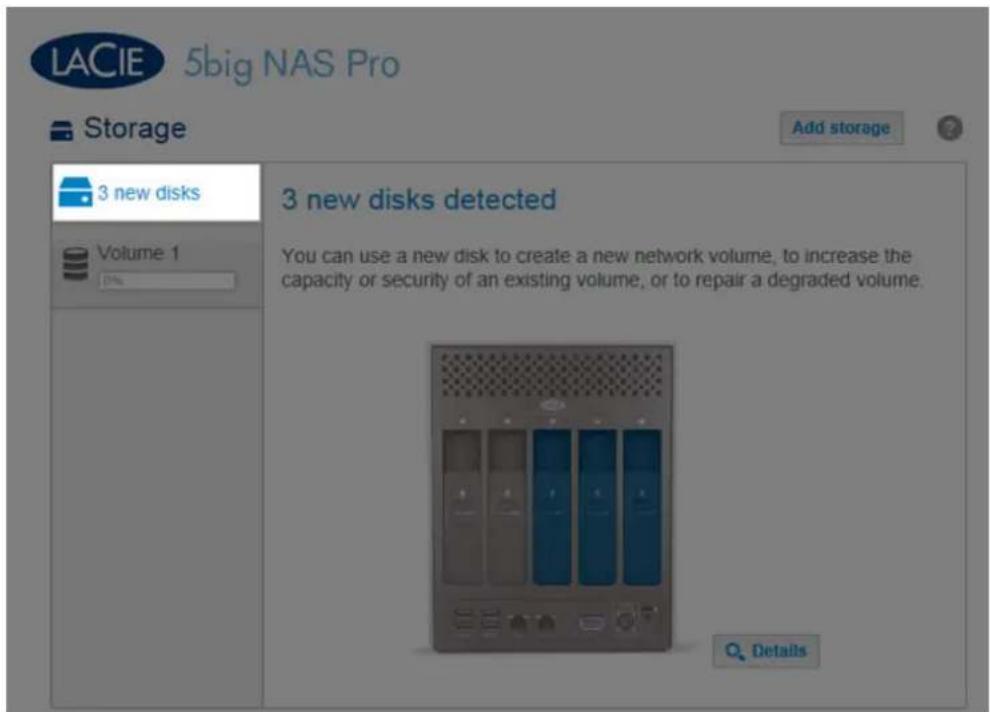 LACIE 2big NAS - ÉTAPES DE L'ASSISTANT DU NOUVEAU VOLUME DE STOCKAGE - 1