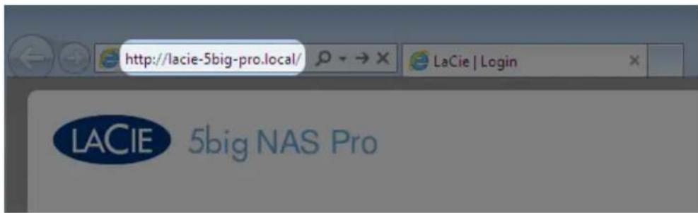 LACIE 2big NAS - Accéder au tableau de bord : navigateur Internet - 1