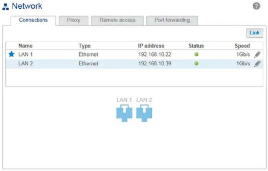 LACIE 2big NAS - Ordre de priorité de la connexion LAN : interface LAN principale - 1
