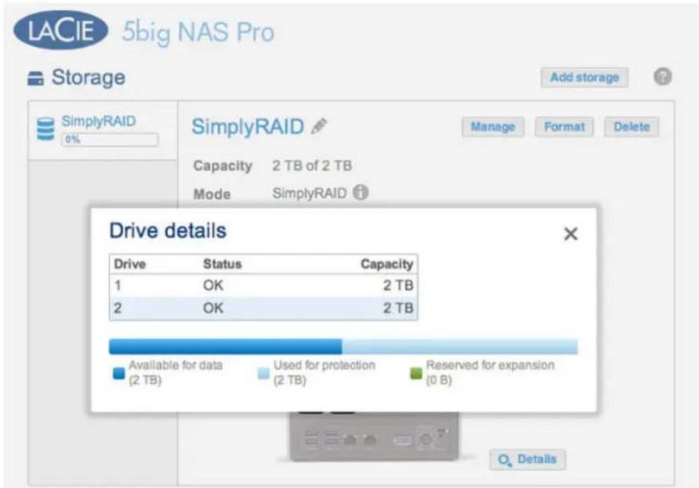 LACIE 2big NAS - Capacité de stockage et répartition des données - 2
