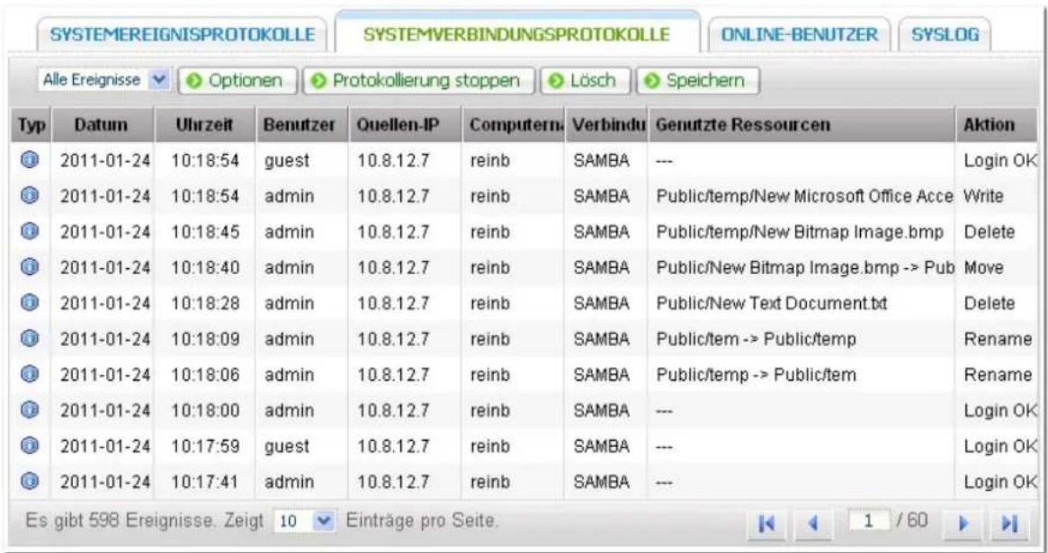 QNAP TS-EC1679U-RP UltraStar - System verbindungsprotokolle - 3