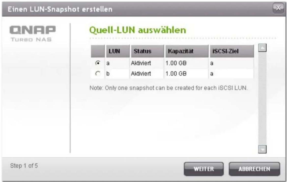 QNAP UltraStar TS-EC1679U-RP-E10G - Erstellen eines iSCSI LUN-Schnappschusses - 3