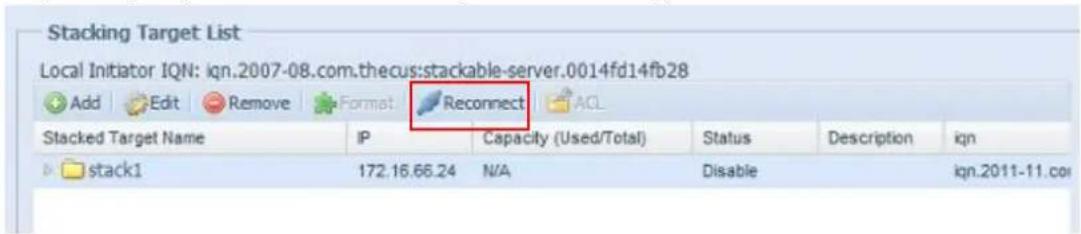 Thecus N4510U - Reconnecter une cible empilable - 1