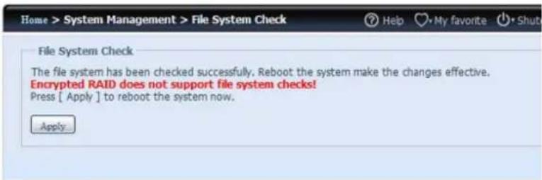 Thecus N4510U - File System Check (Vérification du système de fichiers) - 2