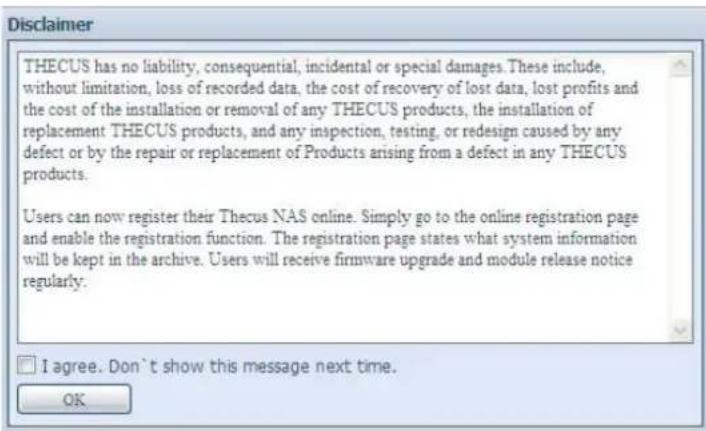 Thecus N4510U - User Name (Nom d'utilisateur) : admin Password (Mot de passe) : admin - 1