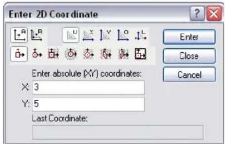Enter 2D Coordinate Enter X: 3 Y: 5 Last Coordinate: Enter Close Cancel