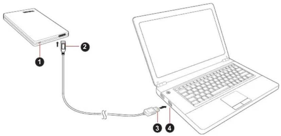 TOSHIBA STOR.E STEEL S - Collegamento dell'unità al computer - 1