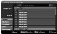 LG RHT599H - Options du menu Liste Audio - 2