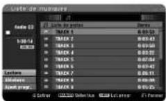 LG RHT599H - Options du menu Liste Audio - 1
