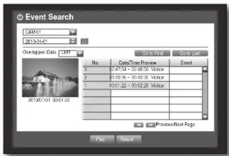 SAMSUNG SRD-470D - Event Search - 1