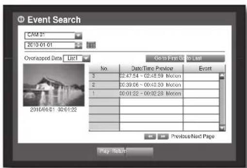 SAMSUNG SRD-850D - Event Search - 1