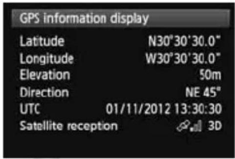 CANON GP-E1 - Select [GPS information display]. - 1