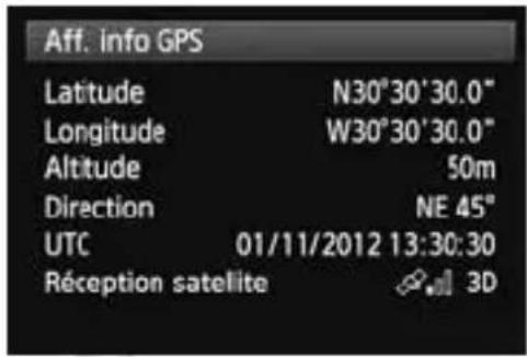 CANON GP-E1 - Sélectionnez [Aff. info GPS]. - 1
